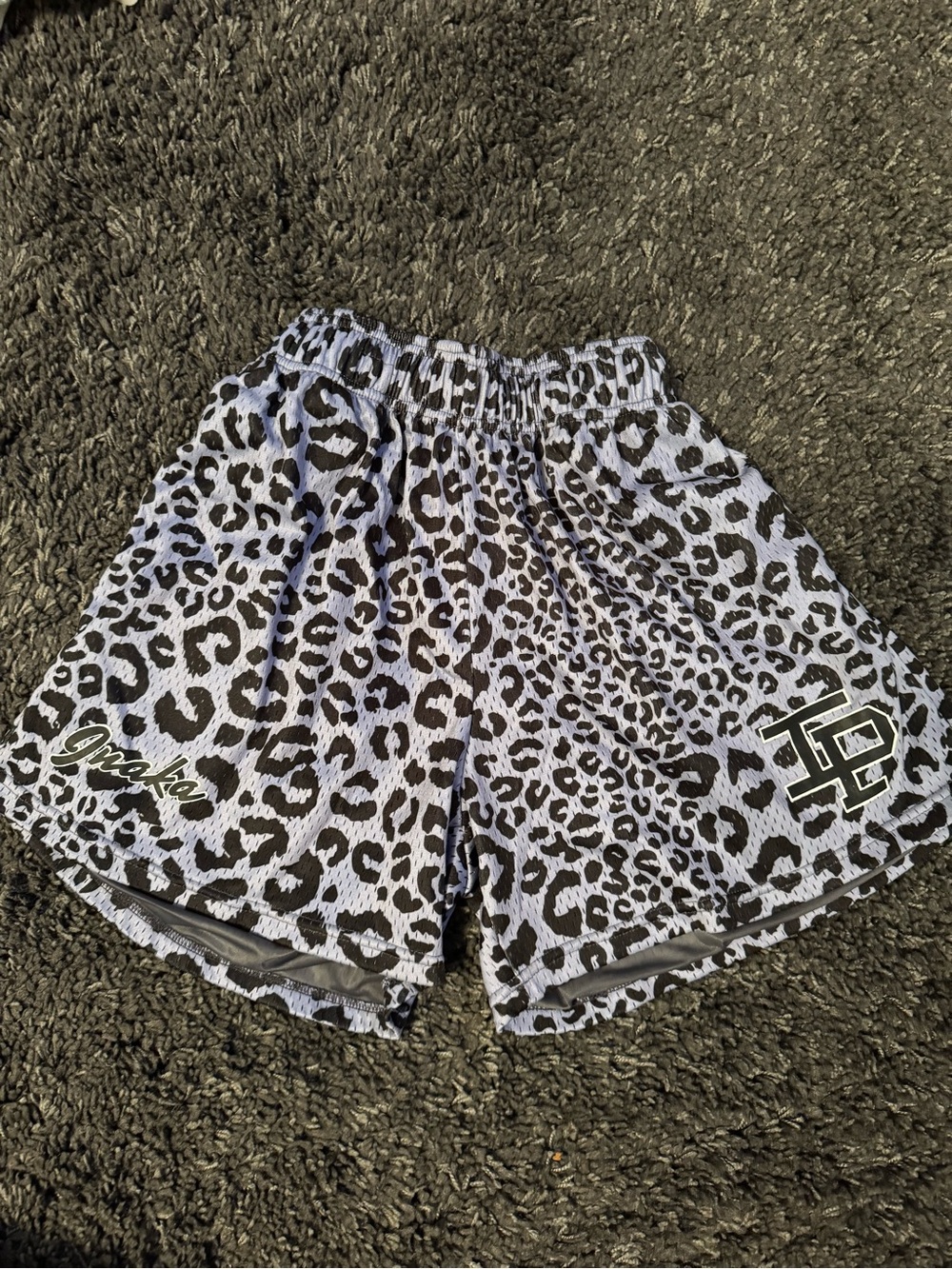 Inaka Power Men’s Athletic Shorts - Black and Lilac Leopard